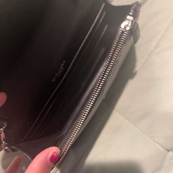 NEW AUTHENTIC YSL BLACK LEATHER CROSSBODY SILVER LOGO HARDWARE - Picture 7 of 7